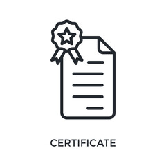 Certificate Icon Outline Style. Vector Illustration For Graphic Design