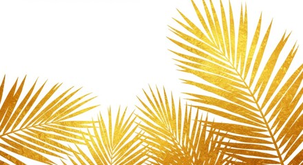 Fototapeta premium Golden Palm Leaves on White Background