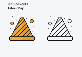 Icon Concept Labour Day Construction Cone Vector Illustration