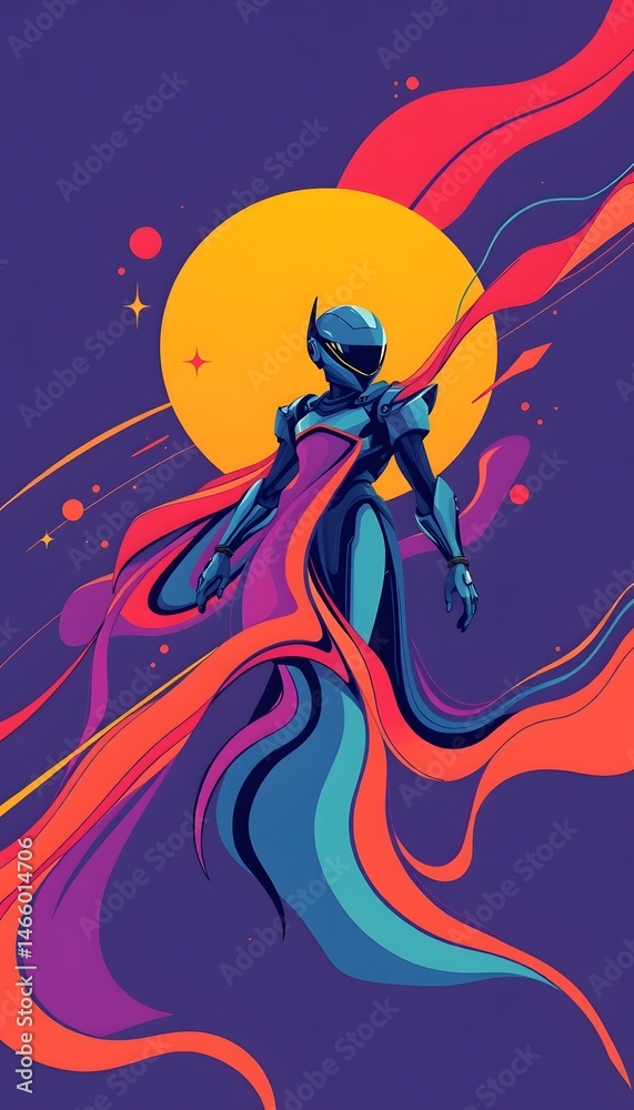 Poster abstract future design, dynamic color palette, energy and movement. vibrant colors, fluid lines, and