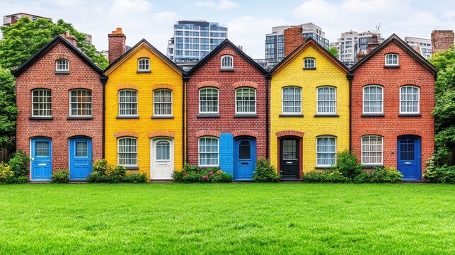 Vibrant architecture colorful facades residential houses charmin