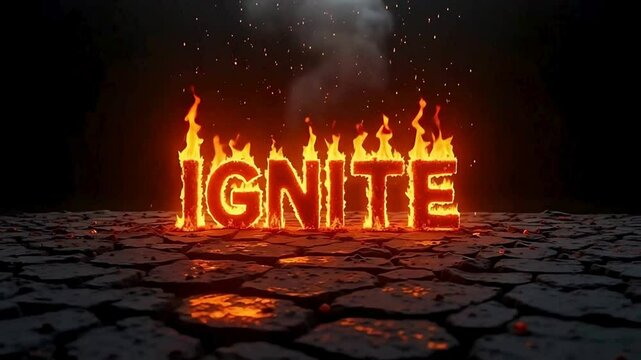 Ignite fire animation burning text effect hot flame inferno blazing heat design motion graphics background