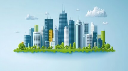 Fototapeta premium Sustainable urban skyline concept illustration with lush greener