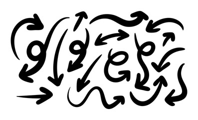 set of black curly arrow direction