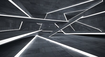 Obraz premium Abstract white and concrete interior with glossy white lines