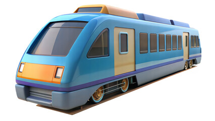 Modern Blue Cartoon Train Isolated on Transparent Background
