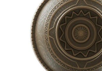 Obraz premium Ornate Bronze Shield, Circular Decorative Pattern