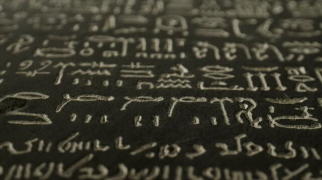 1 Historic monument Rosetta black stone closeup