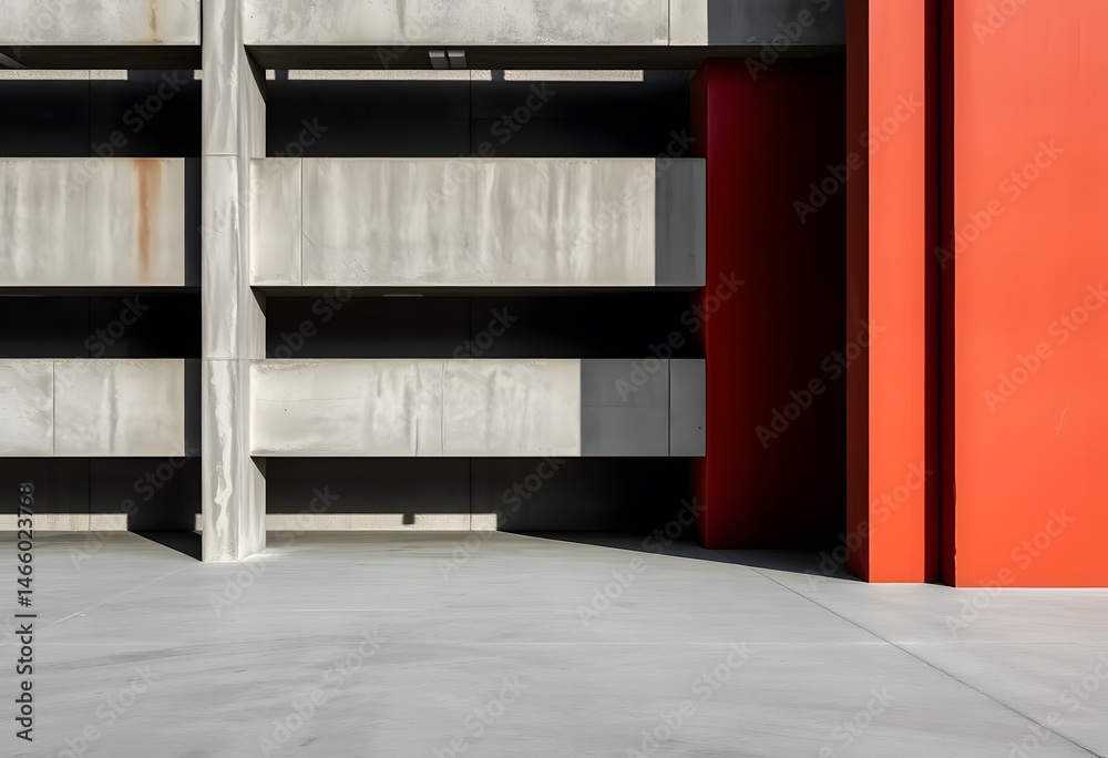Poster neo brutalist shapes, raw textures and solid colors evoke minimalist industrial design, strong geome
