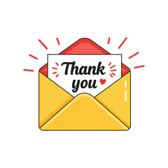 Thank You Letter in Envelope - Vector Illustration