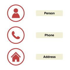 phone, people and address icons on transparent background