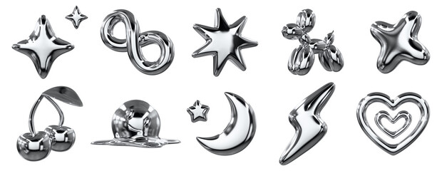 3d chrome icon set