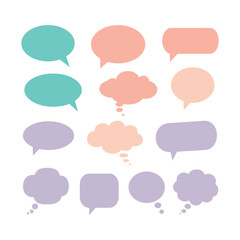 Set of Colorful Speech and Thought Bubbles - Vector Illustration