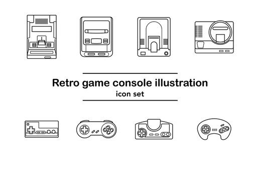 レトロゲーム機とコントローラーのアイコンセット｜ファミコン スーパーファミコン メガドライブ PCエンジン