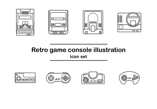 レトロゲーム機とコントローラーのアイコンセット｜ファミコン スーパーファミコン メガドライブ PCエンジン