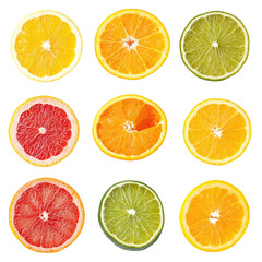 Obraz premium Citrus fruit cross-sections