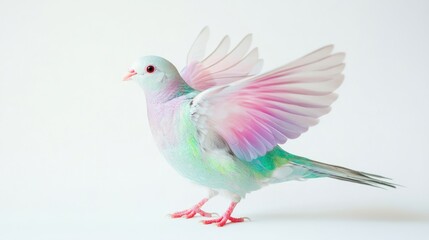 Fototapeta premium Colorful pigeon in motion isolated PNG with Transparent Background