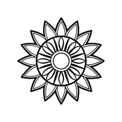 Sunflower outline icon on white background 