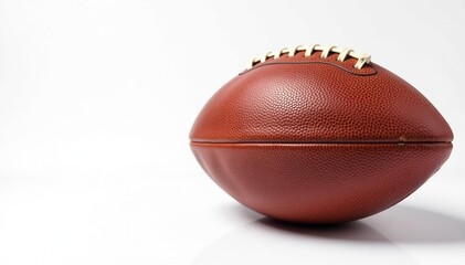 Close-up of worn leather football, white background, classic, football