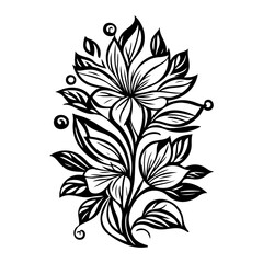 Elegant floral botanical design, black and white decorative motif for various purposes