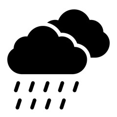 cloud glyph icon with rain drops for slow travel weather