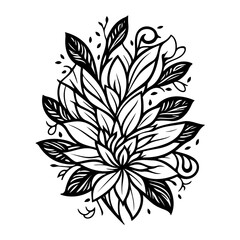Elegant botanical composition featuring intricate floral and leaf ornamentation