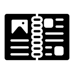 Fototapeta premium open diary glyph icon with writing page travel journal