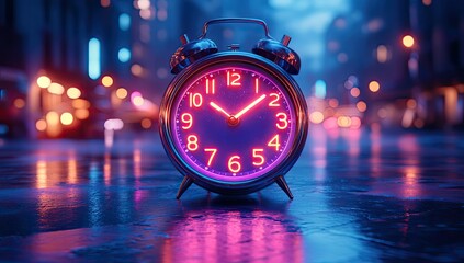Neon Clock City Night.