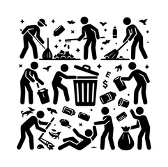 community throwing garbage black icon vector
