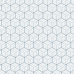 Ajiro seamless Japanese traditional pattern with woven bamboo texture. Classic navy blue lattice background design. Cultural geometric motif for textile and elegant decorative purposes