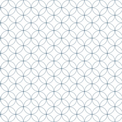 Shippo seamless Japanese traditional pattern. Circular geometric motif in navy blue. Repeating background design for textile, decoration, and cultural themes