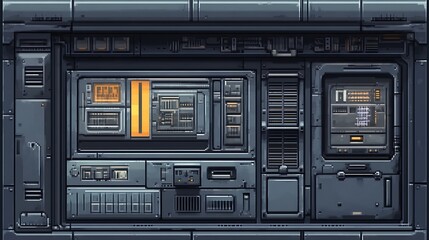 Futuristic panel with controls