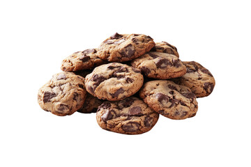 Obraz premium A delicious pile of chewy chocolate chip cookies. Golden brown, studded with chocolate