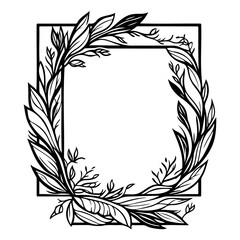 Botanical frame with leafy embellishments offering a minimalist design element