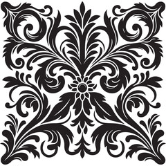 Elegant Black Floral Corner Ornament Vector Design with Vintage Swirl Patterns – Decorative Botanical Frame Element for Invitations, Tattoos, and Graphic Projects.