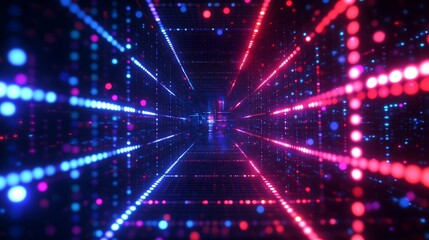 Obraz premium Futuristic tunnel of vibrant lights