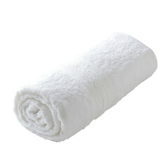 Soft, fluffy white towel rolled neatly. Perfect for bath or spa
