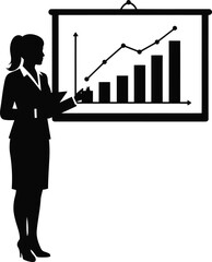 Businesswoman Presenting Bar Chart Silhouette