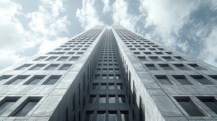Fototapeta premium Modern architecture perspective with textured facade reaches int