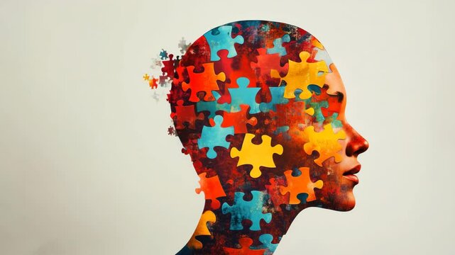 パズルピースで構成された人のシルエット
