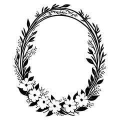 Elegant botanical frame with floral arrangements and delicate foliage border