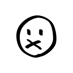 emotionless face hand drawn sticker element