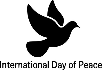 Simple Silhouette of a Dove Flying, Celebrating International Day of Peace