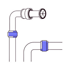 Modern plumbing pipe fittings icon in minimalist style, industrial and construction equipment illustration