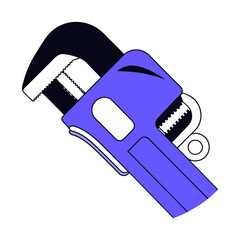 Monkey wrench tool icon in minimalist style, mechanical and plumbing equipment illustration