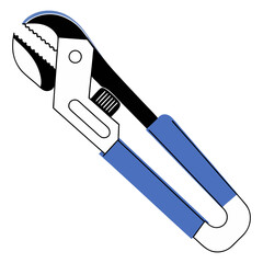 Monkey wrench tool icon in minimalist style, mechanical and plumbing equipment illustration