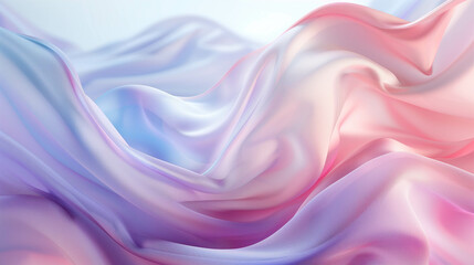 Elegant pastel fabric texture with flowing folds in pink, lavender, and blue tones