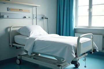 Empty hospital bed, crisp white sheets, ready for a patient , sheets, healthcare setting, wellness