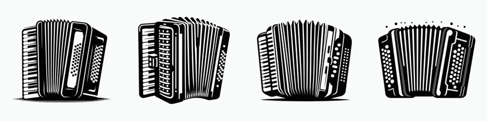 The Accordion. Symbol Vector Clip art. Bellows instrument a melodic air pump for joyful entertainment making music.