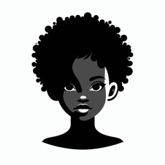 The African American Girl. Symbol Vector Clip art. Young afro descendant female identity origin heritage and empowerment concept.